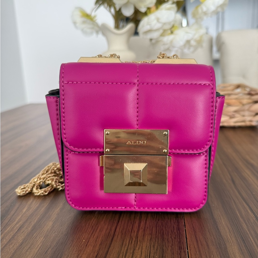 Aldo Fuchsia Mini Bag with Gold Accents